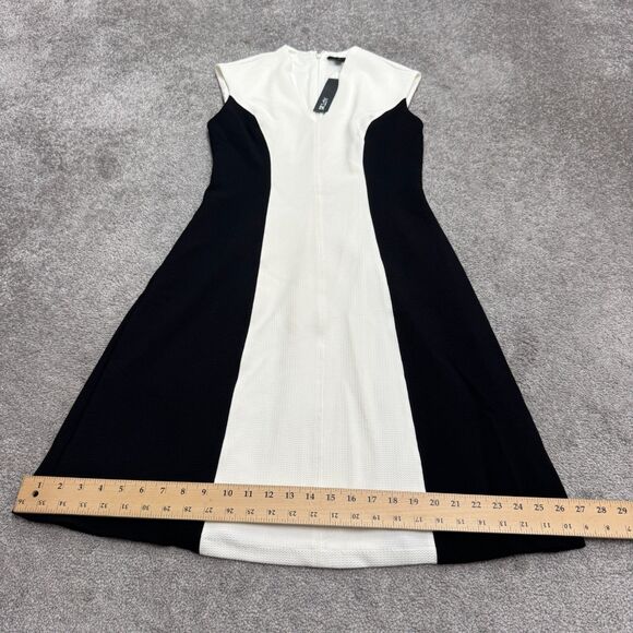 Apt. 9 Colorblock Cap Sleeve Textured A-Line Midi Dress Womens 6 Black White NWT - Picture 12 of 16